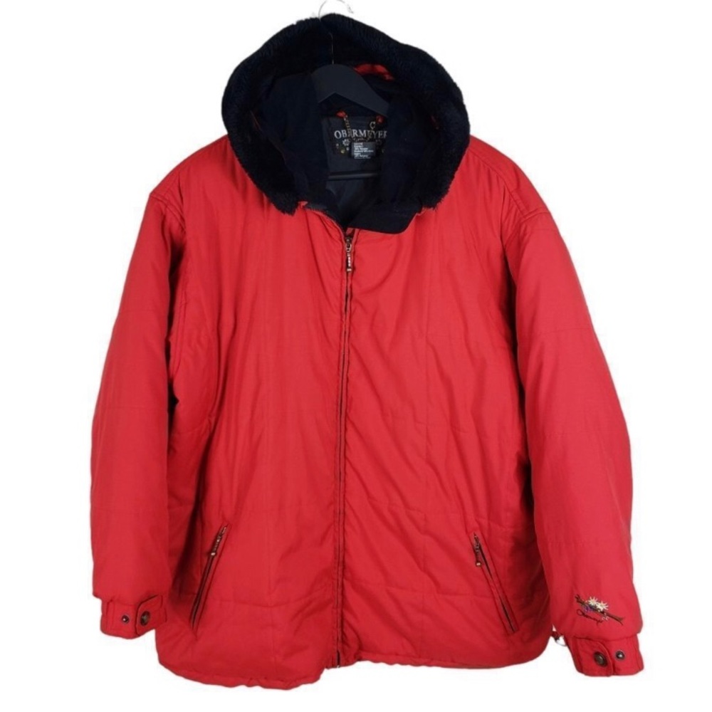 Obermeyer Red Winter Faux Fur Ski Snowboard Coat Jacket